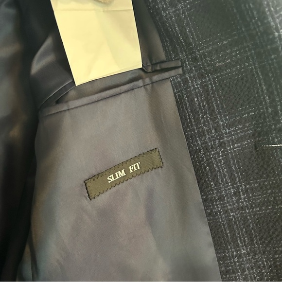 Renoir Men's Navy Plaid Blazer Size 38 Slim - Picture 7 of 15
